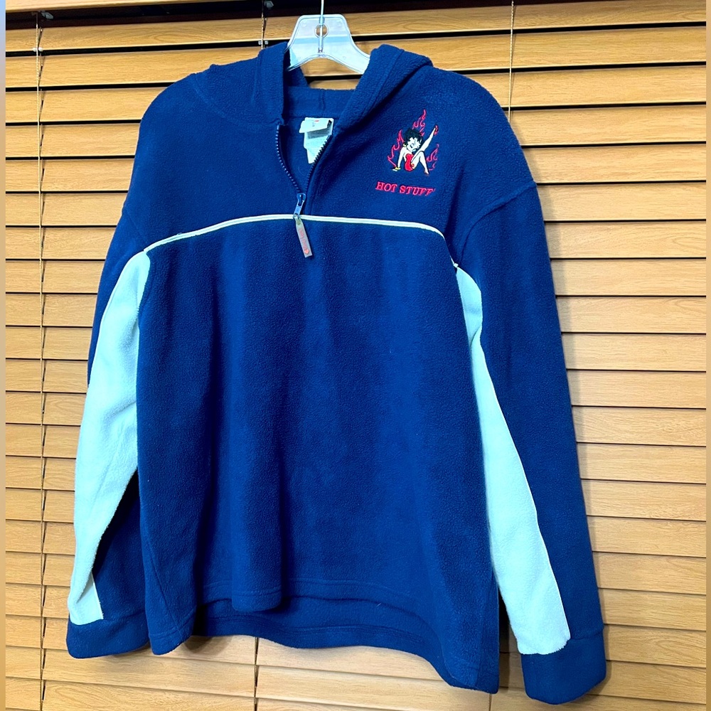 Betty Boop “Hot Stuff” Hoodie women Sz XL navy blue/ white